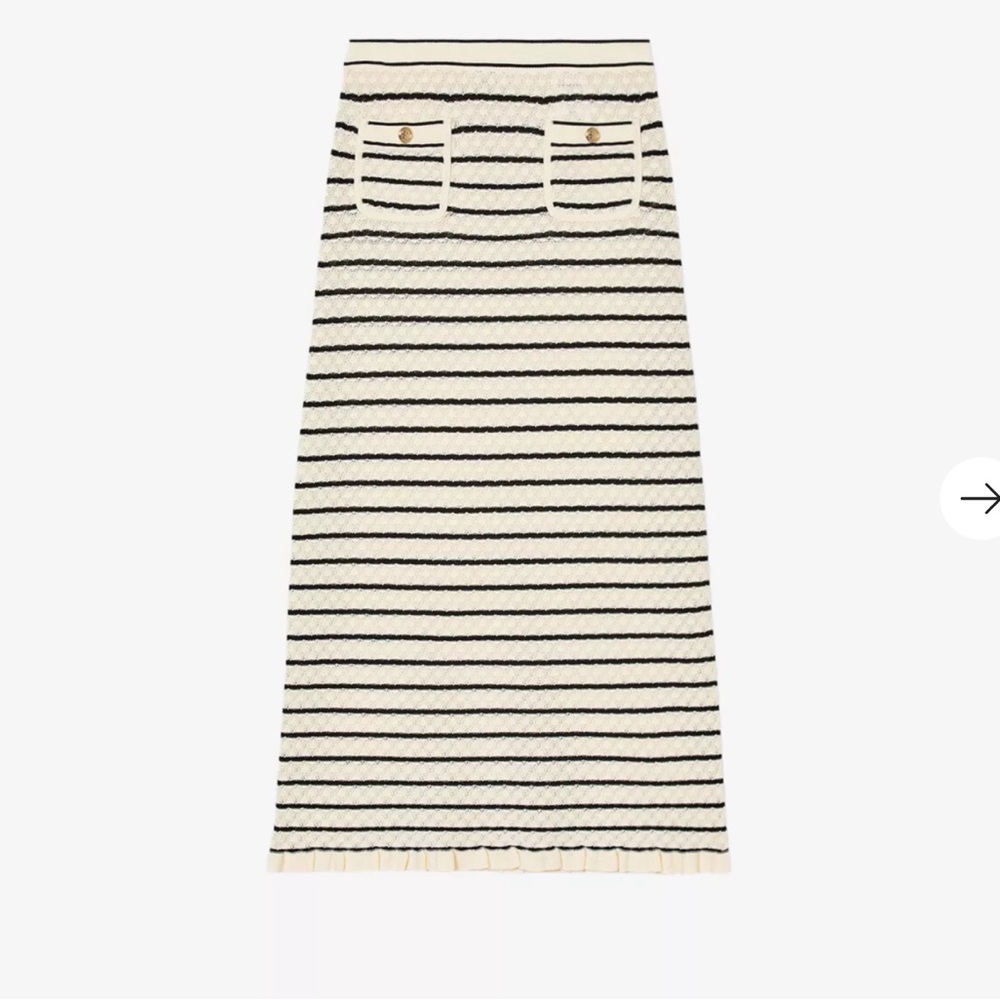 SANDRO Moline striped stretch-knit midi skirt